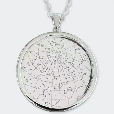 Silver star map pendant